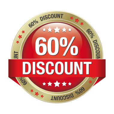 izole kırmızı altın düğme yüzde 60 indirim