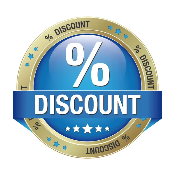 Percent discount blue button — Stock Vector
