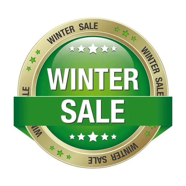 판매 겨울 녹색 버튼 골드 — 스톡 벡터