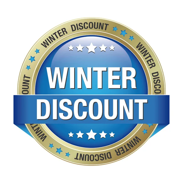 Winter discount button blue gold — Stock Vector