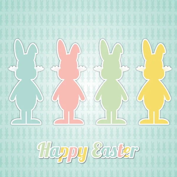 Four happy easter bunny colorful — Stock Vector