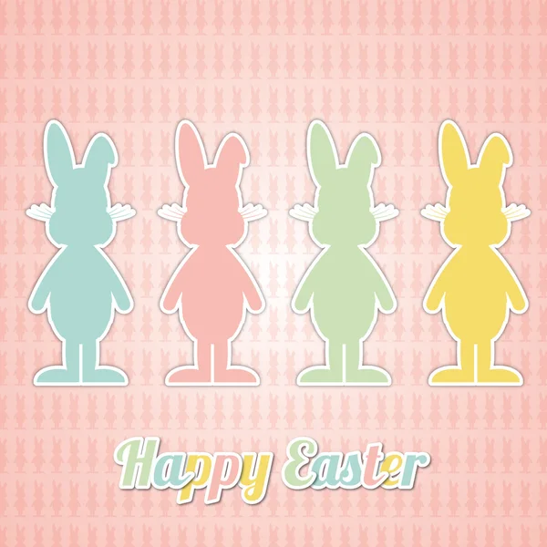 Four happy easter bunny colorful — Stock Vector
