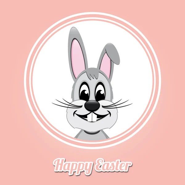 Heureux lapin gris de Pâques — Image vectorielle