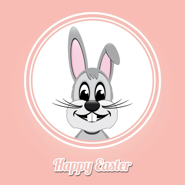 Feliz Pascua gris conejito — Vector de stock