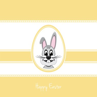 Mutlu Paskalya tavşanı beyaz yumurta sarı arka plan
