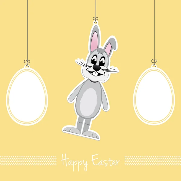 Heureux Pâques oeufs de lapin gris fond jaune — Image vectorielle