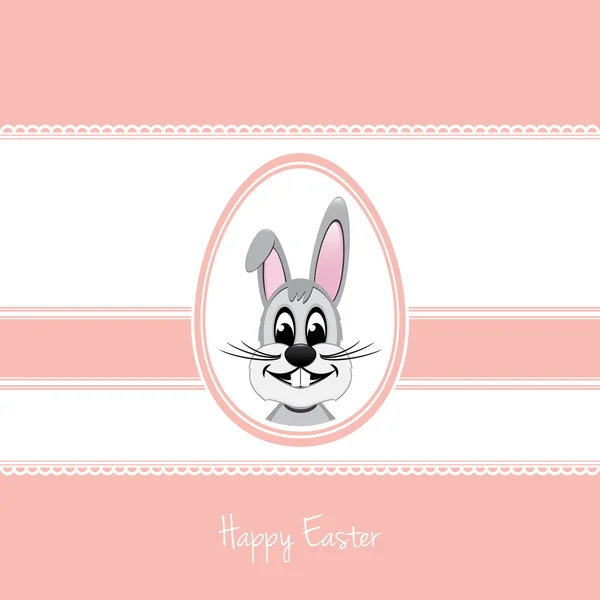 Happy easter bunny white egg pink background — Stock Vector