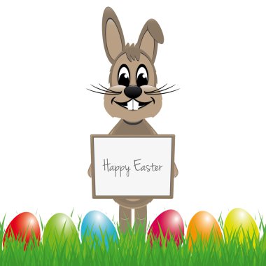 Paskalya tavşanı, renkli yumurta tabela tutun