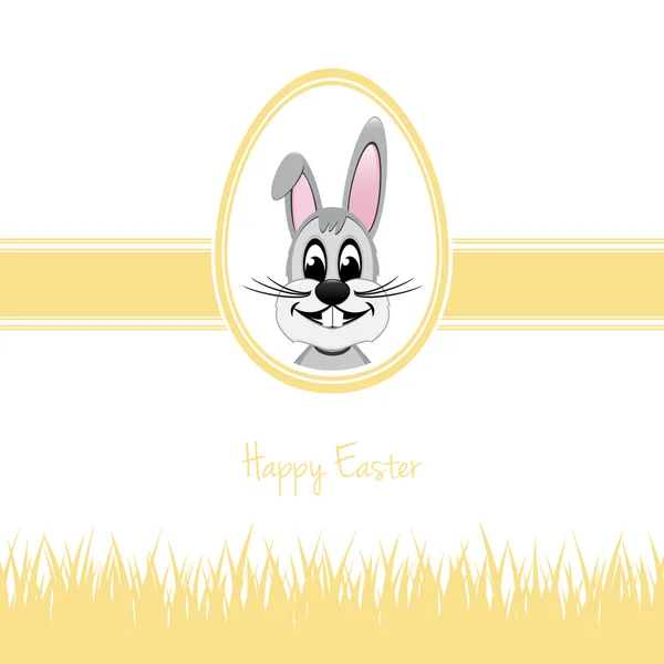 Feliz Pascua conejito blanco huevo hierba amarillo — Archivo Imágenes Vectoriales