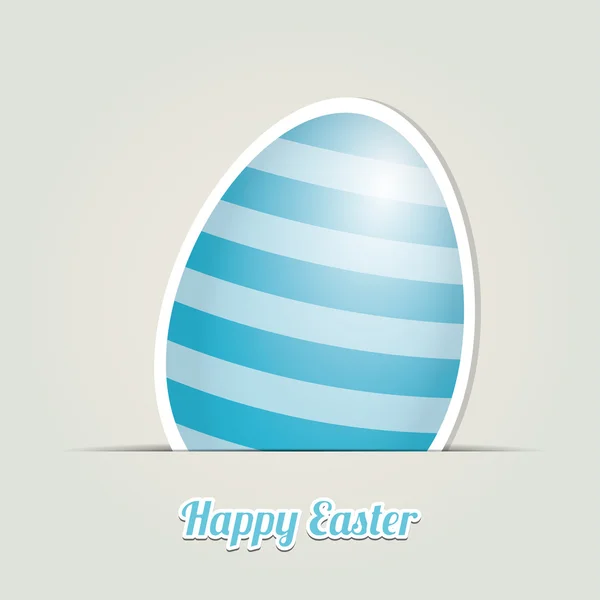 Blue white striped easter egg card background — Stock Vector