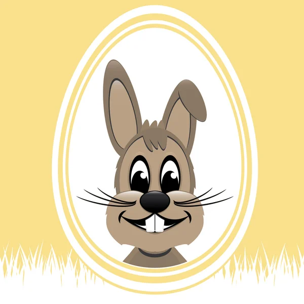 棕色的复活节兔子白蛋黄色背景 — 图库矢量图片