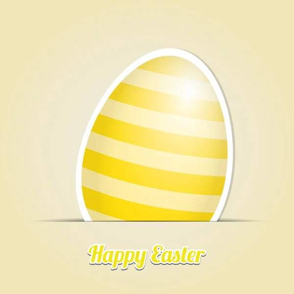 Yellow white striped easter egg card background — Stock Vector