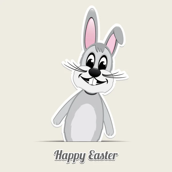 Gray easter bunny happy easter beige backgrund — Stock Vector