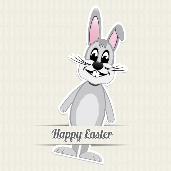 Gray easter bunny happy easter beige backgrund — Stock Vector