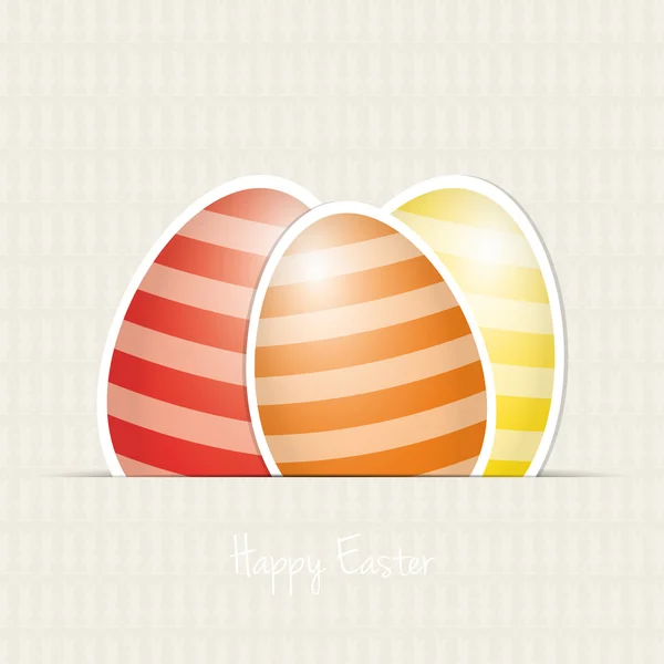 Colorful white striped easter eggs card background — Stock Vector
