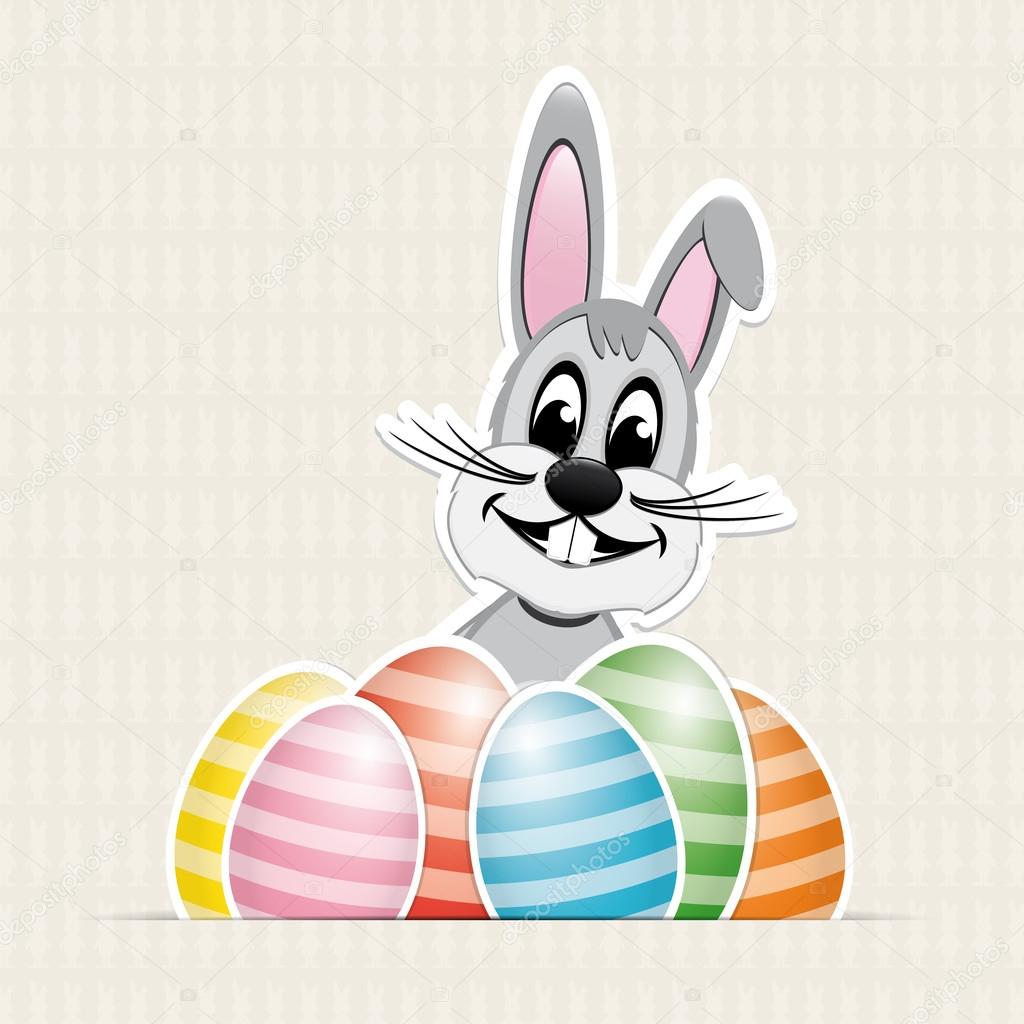 colorful white striped easter eggs bunny background