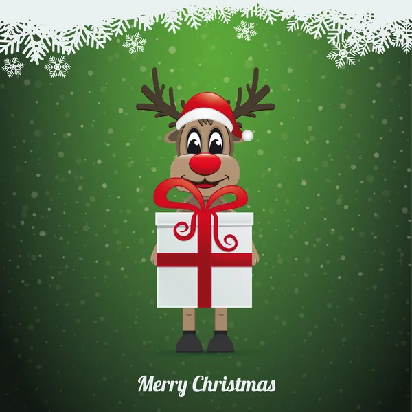Reindeer hold gift box — Stock Photo, Image