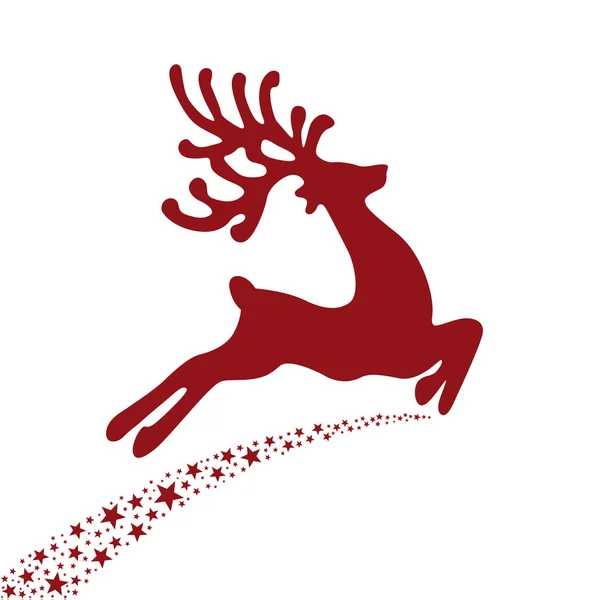 Red reindeer flying stars — Stock Photo, Image