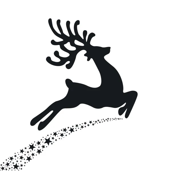 Black reindeer flying stars — Stock Photo, Image