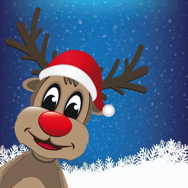 Reindeer winter snowy background — Stock Vector
