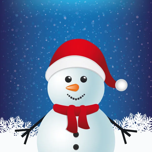 Snowman winter snowy background — Stok Vektör