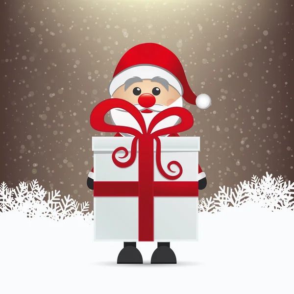 Santa och gåva vintern snöiga bakgrund — Stock vektor