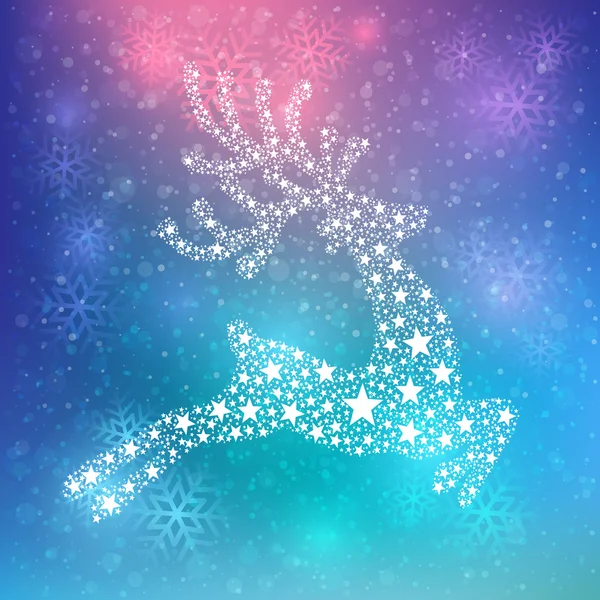 Estrellas renos invierno fondo — Vector de stock