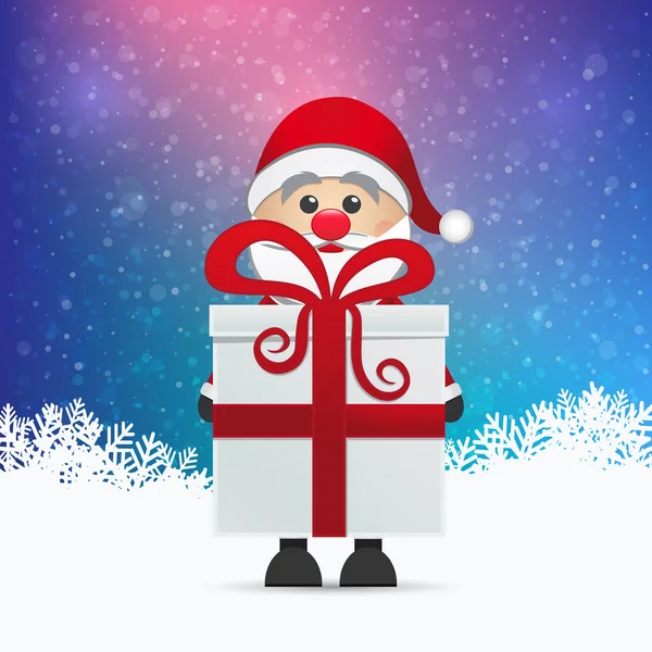 Santa och gåva vintern snöiga bakgrund — Stock vektor
