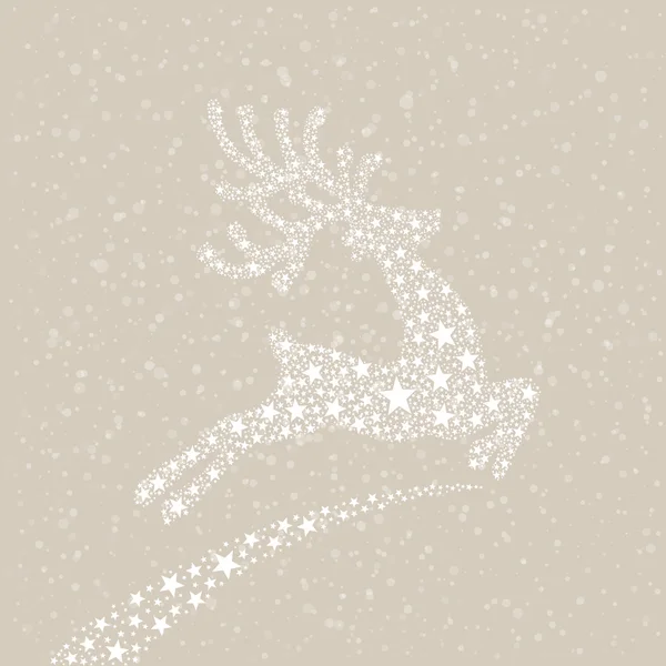 Estrellas renos mosca nieve fondo — Vector de stock