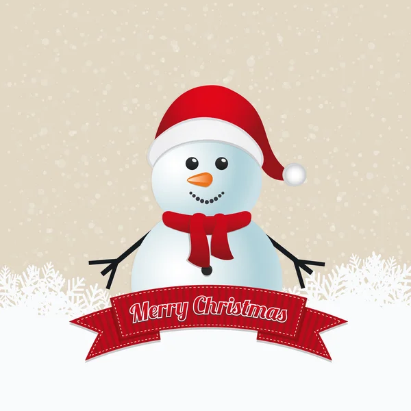 Snowman winter merry christmas — Stock Vector