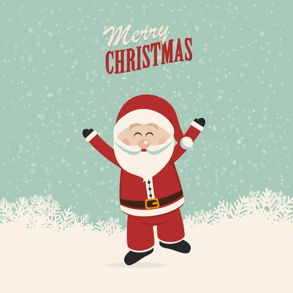Noel Baba mutlu dalga ve atlama — Stok Vektör