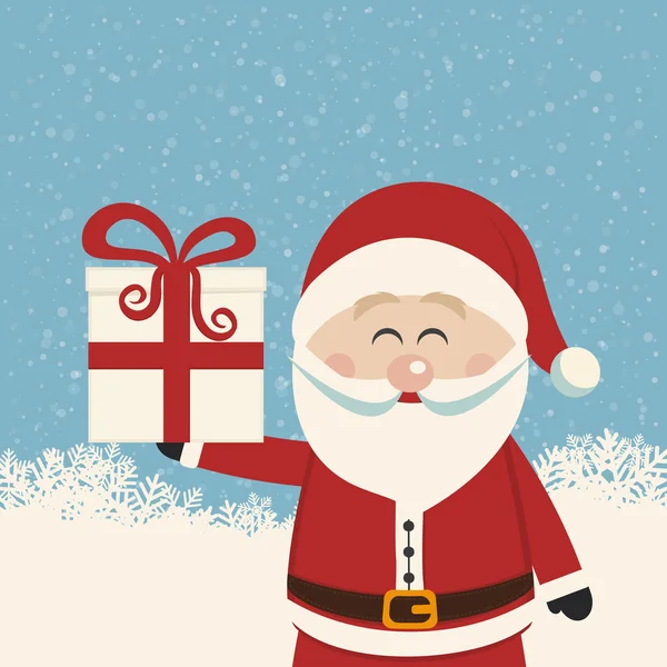 Santa Claus celebrar regalo de Navidad — Vector de stock