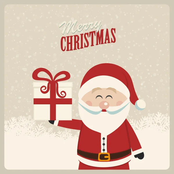 Santa Claus celebrar regalo de Navidad — Vector de stock