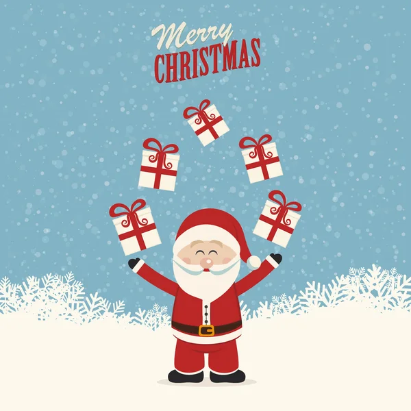 Santa claus jongleren geschenken — Stockvector