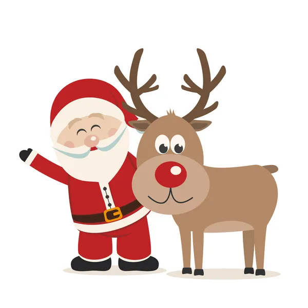 Santa claus and reindeer isolated background — Stock Vector