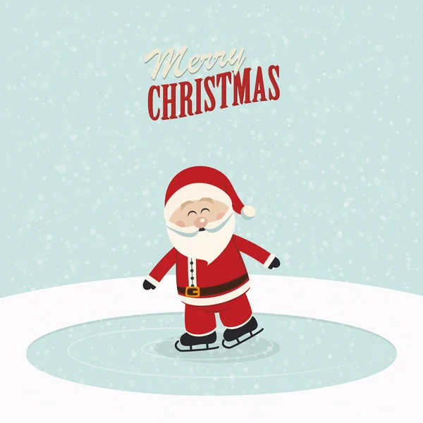 圣诞老人滑冰冰雪背景 — 图库矢量图片