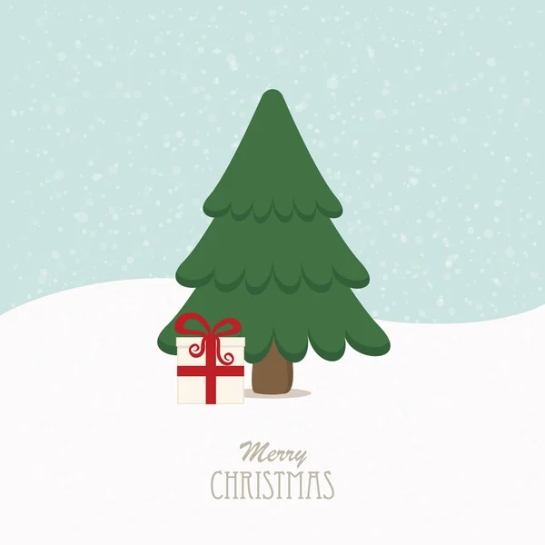 圣诞树礼物雪背景 — 图库矢量图片