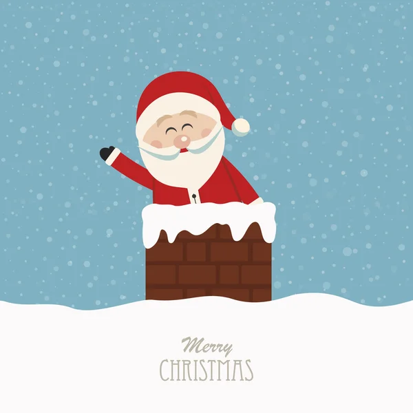 Vague Santa dans fond de neige cheminée — Image vectorielle