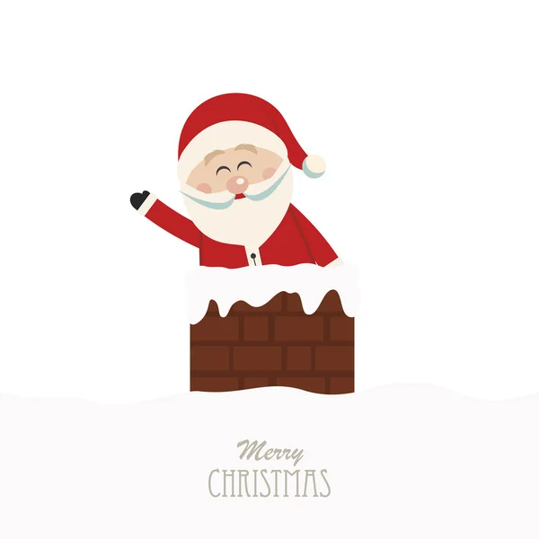 Santa våg i skorstenen isolerade bakgrund — Stock vektor
