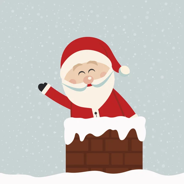 Santa kémény hó háttér wave — Stock Vector