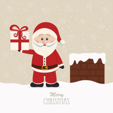 Noel Baba hediye karlı çatıda tutun