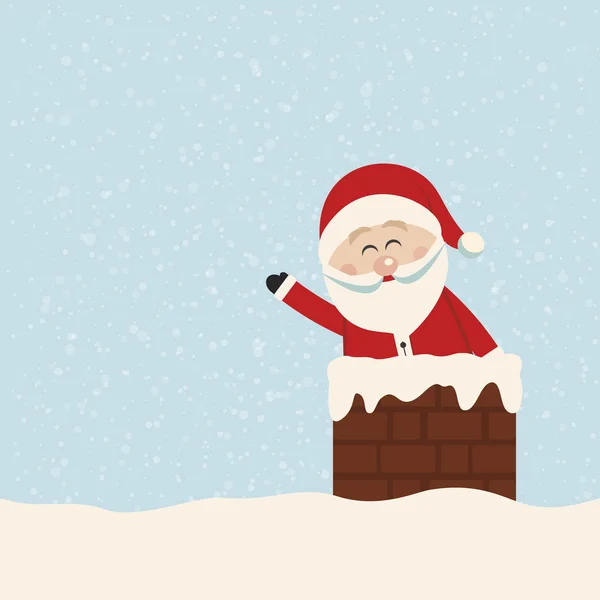 Santa vlna v pozadí sněhu komínem — Stockový vektor