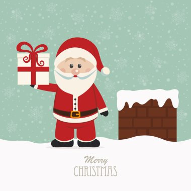 Noel Baba hediye karlı çatıda tutun