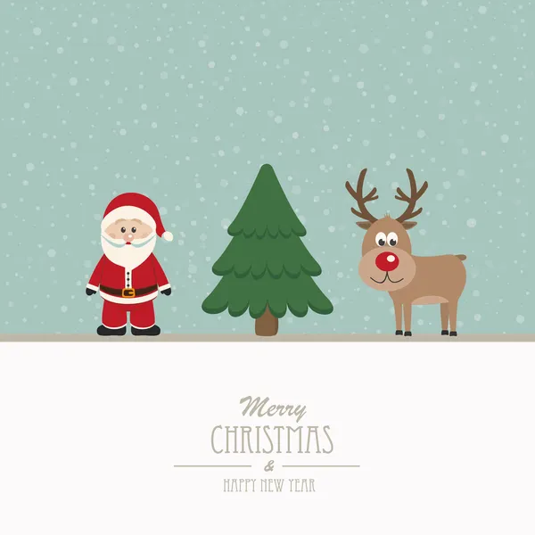 Santa y renos feliz navidad — Archivo Imágenes Vectoriales