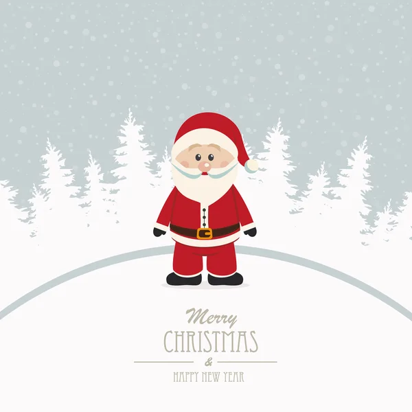Санта с Рождеством зимний фон — стоковый вектор