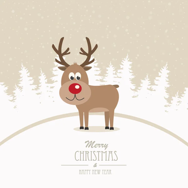 Северный олень веселого Рождества зимний фон — стоковый вектор