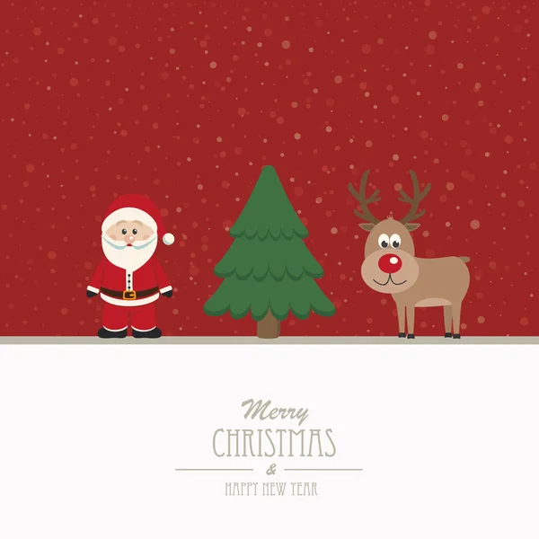 Santa and reindeer merry christmas — Stock Vector