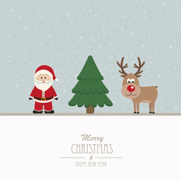 Santa and reindeer merry christmas — Stock Vector