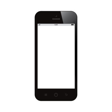 Beyaz arka plan beyaz boş ekran ile Smartphone