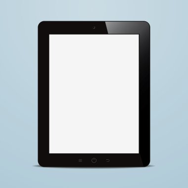 mavi arkaplanda boş ekranı olan tablet bilgisayarı